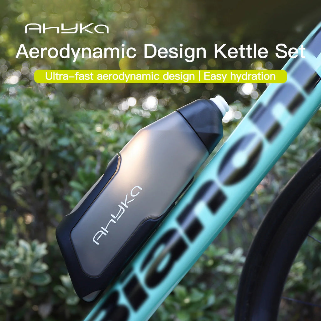 AhyKa Bicycle Aerodynamic Water Bottle Bracket Set 600ml Bike Water Bottle Road MTB Bike Frame Down Tube Riding Water Kettle