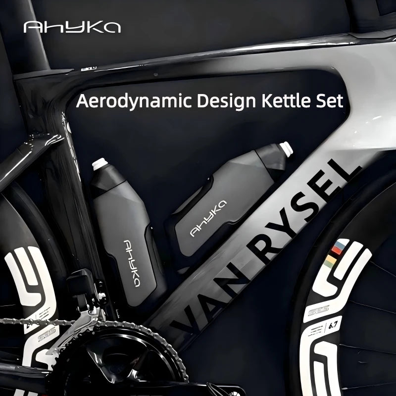 AhyKa Bicycle Aerodynamic Water Bottle Bracket Set 600ml Bike Water Bottle Road MTB Bike Frame Down Tube Riding Water Kettle