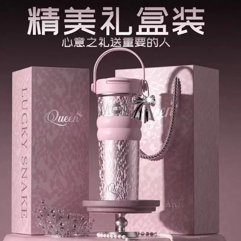 Ceramic dual drink coffee cup with large capacity, high aesthetic value, portable straw, gift, water cup wholesale