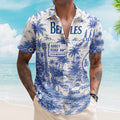 The Beatles Toile De Jouy Hawaiian Shirt - Unisex Vintage Abbey Road Submarine Blue Line Art Summer Button Up