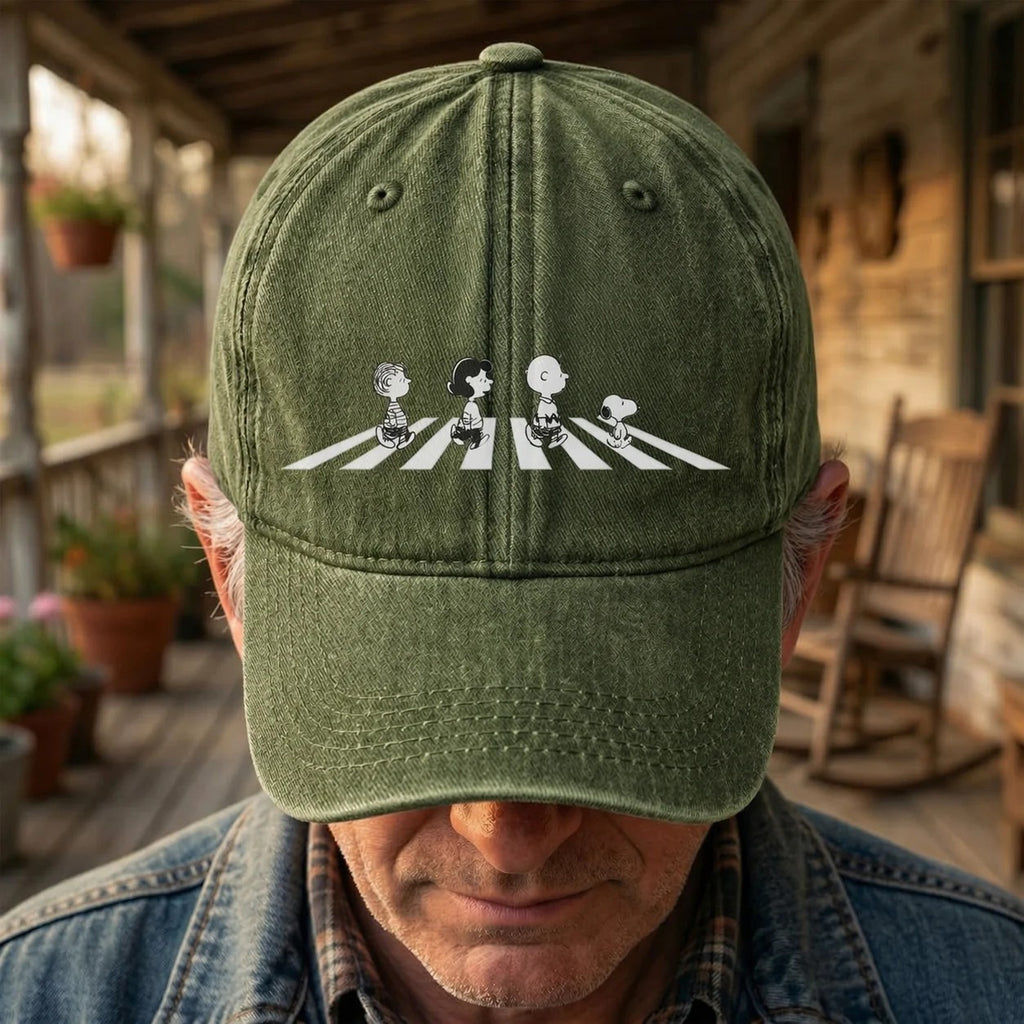 TPE Crosswalk Denim Cap – Minimal Cartoon Quartet Dad Hat