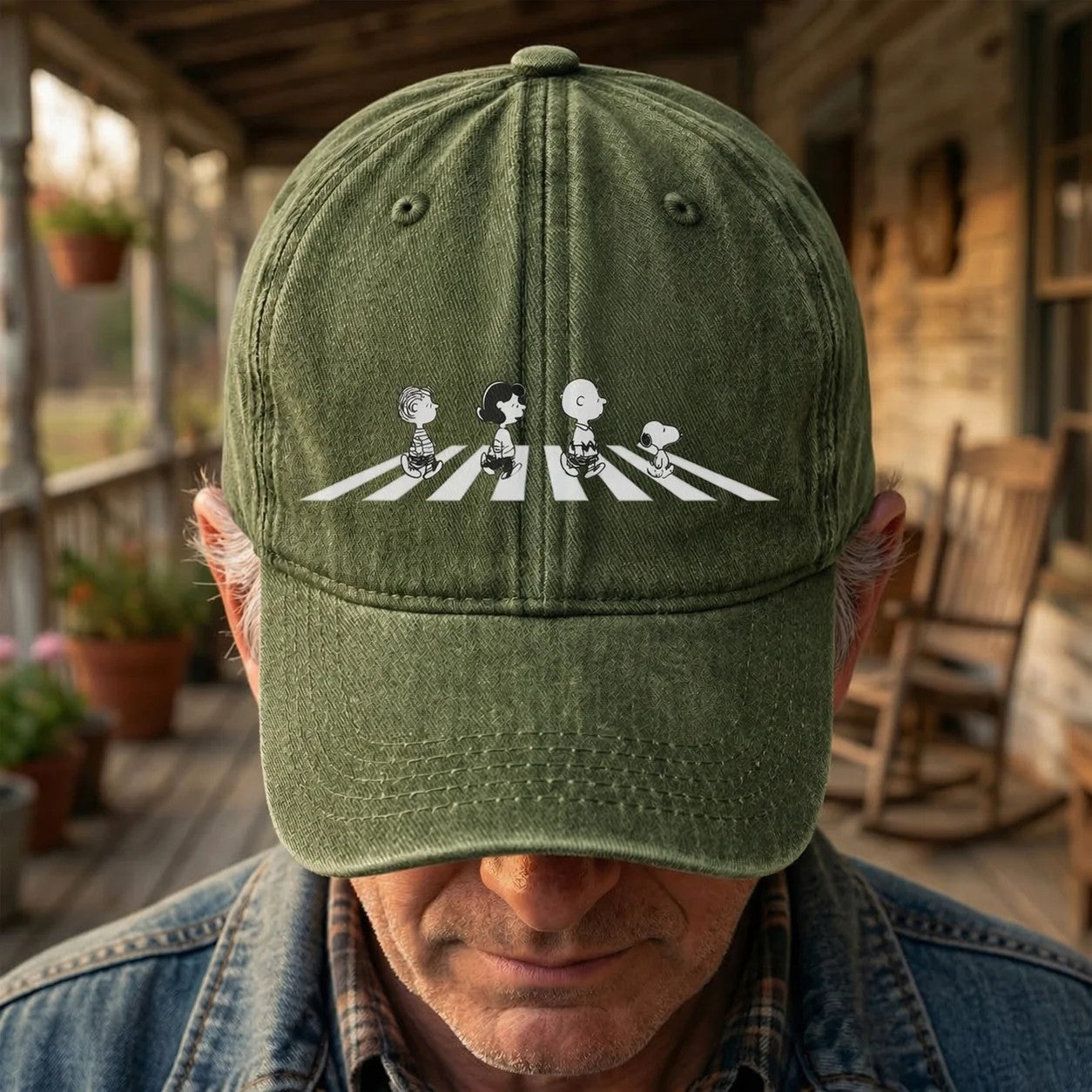 TPE Crosswalk Denim Cap – Minimal Cartoon Quartet Dad Hat